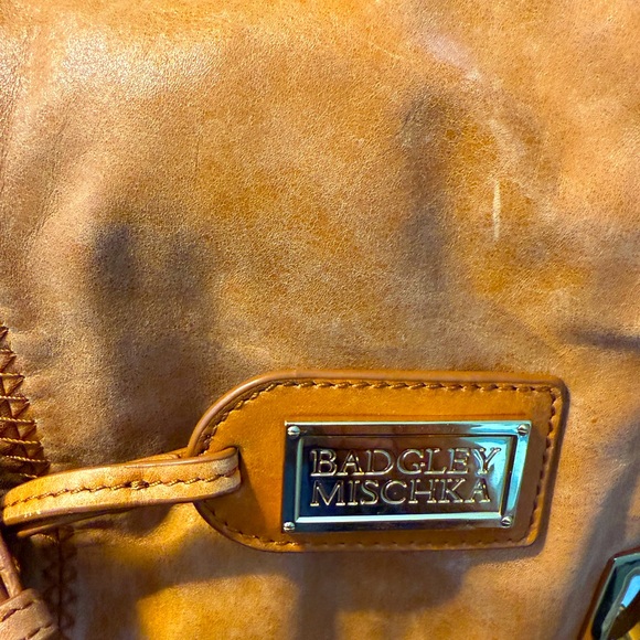 Elegant Badgley Mischka Saddle Tan Leather Shoulder Bag NOW $44 - Picture 9 of 9